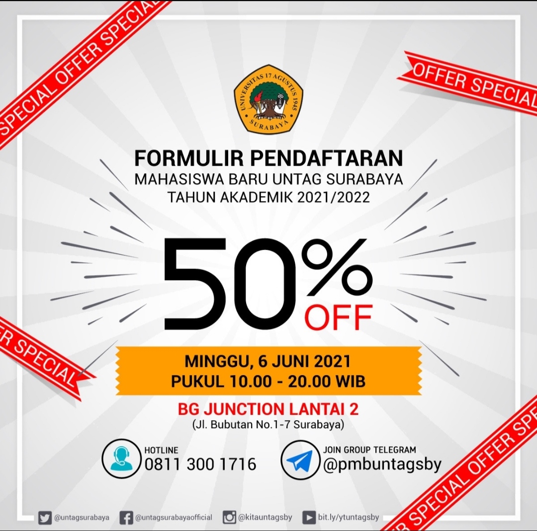 Potongan Harga Formulir Pendaftaran Mahasiswa Baru Untag Surabaya