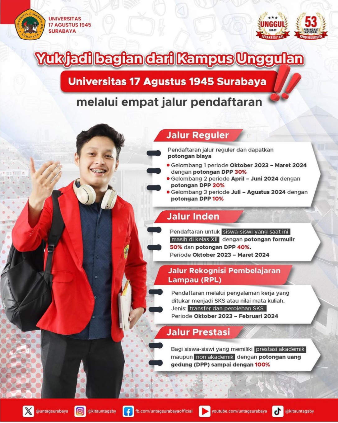 Jalur Pendaftaran Mahasiswa Baru Untag Surabaya