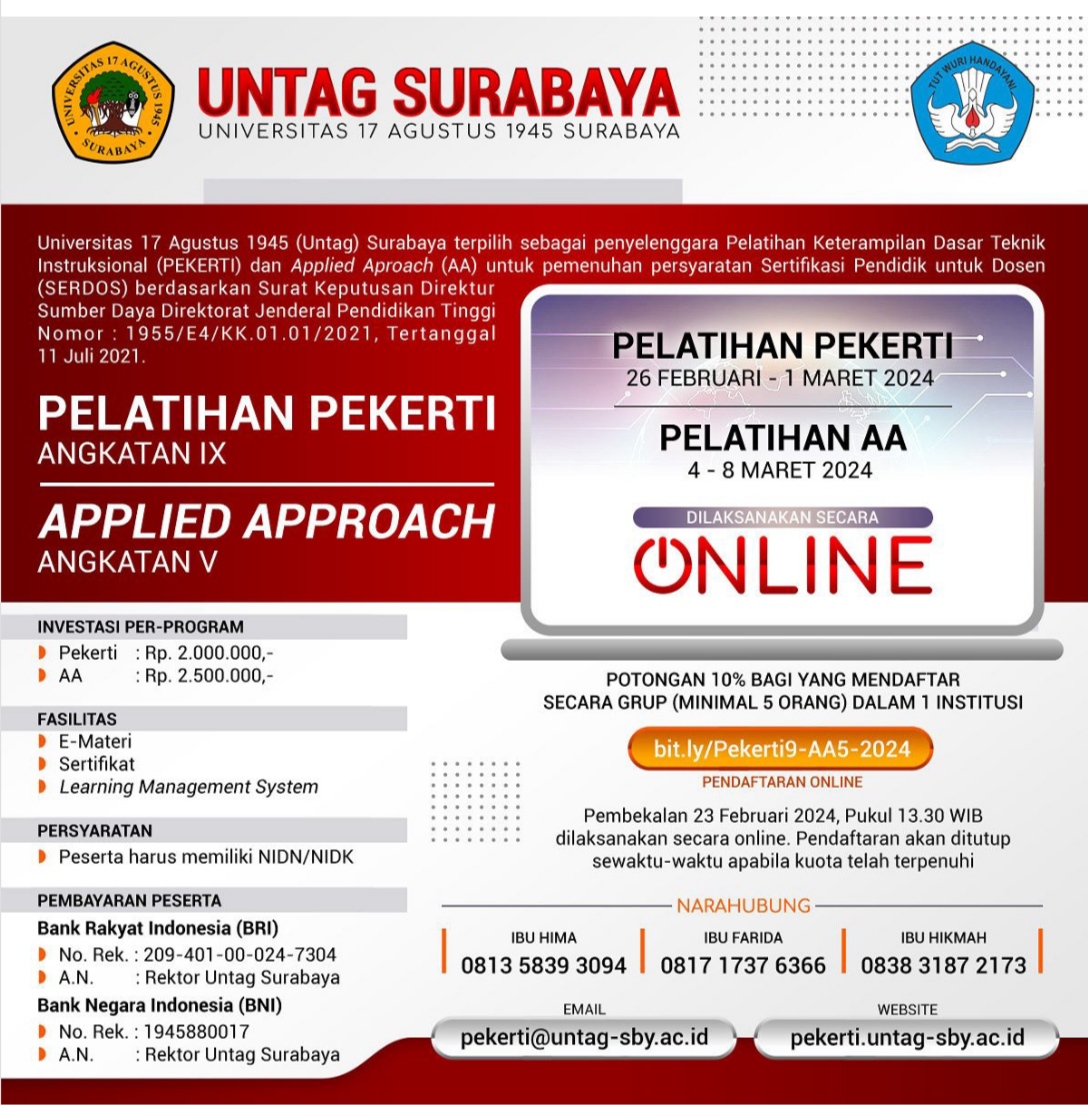 Pendaftaran Pelatihan Pekerti dan Applied Approach