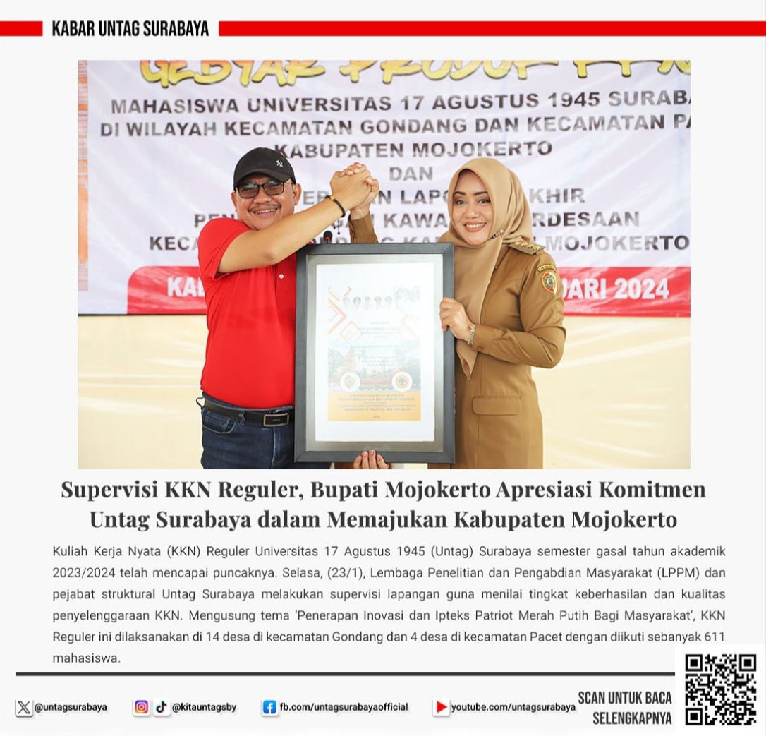 Rektor Untag Surabaya Hadiri Supervisi KKN reguler di Kabupaten Mojokerto