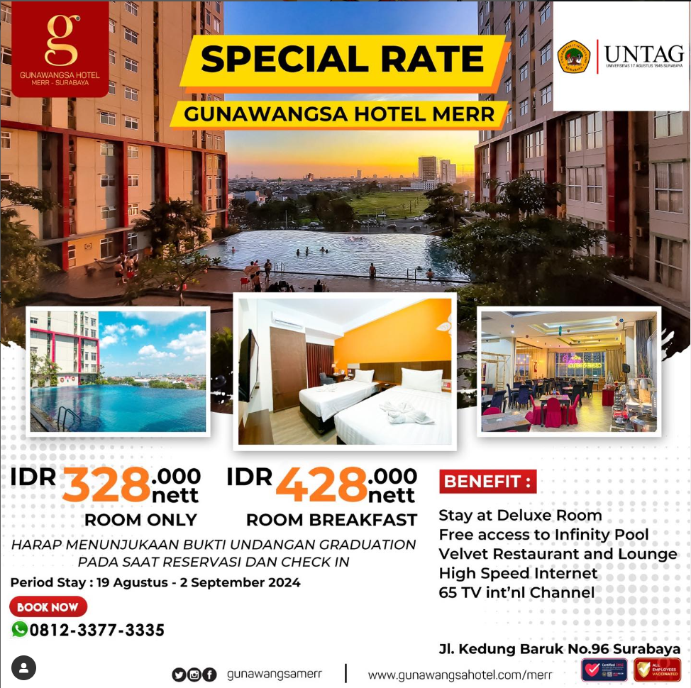 Graduation Package, Kerjasama Untag Surabaya dengan Gunawangsa Hotel Merr