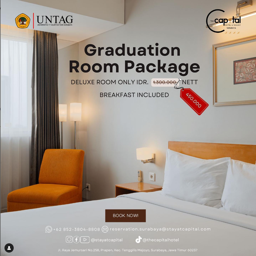 Graduation Package, Kerjasama Untag Surabaya dengan The Capital Hotel