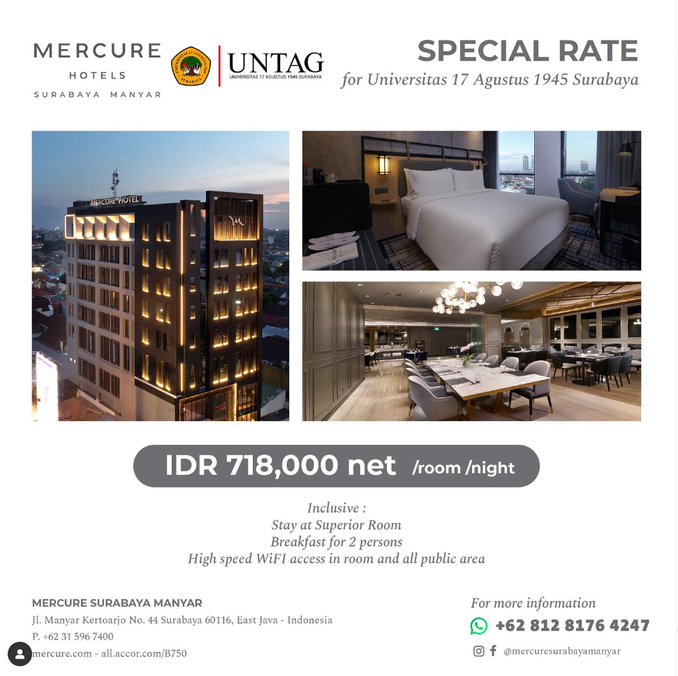 Graduation Package, Kerjasama Untag Surabaya dengan Mercure Hotels