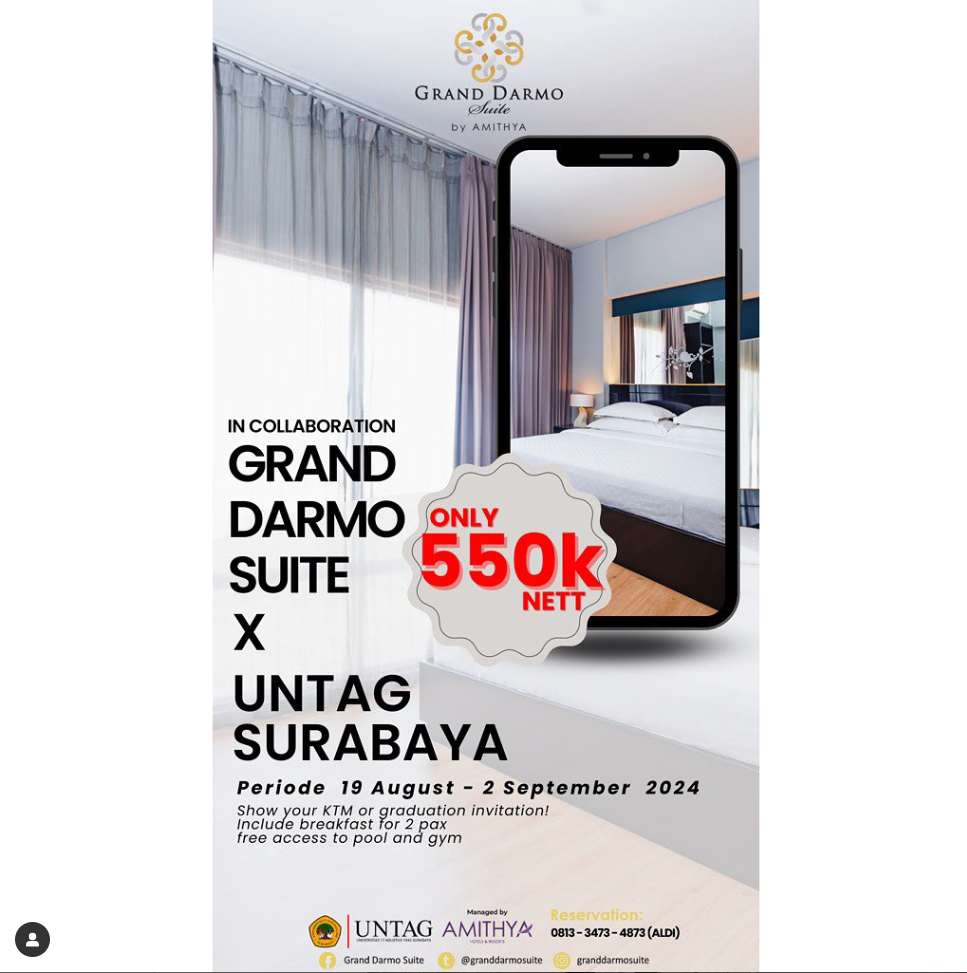 Graduation Package, Kerjasama Untag Surabaya dengan Grand Darmo Suites