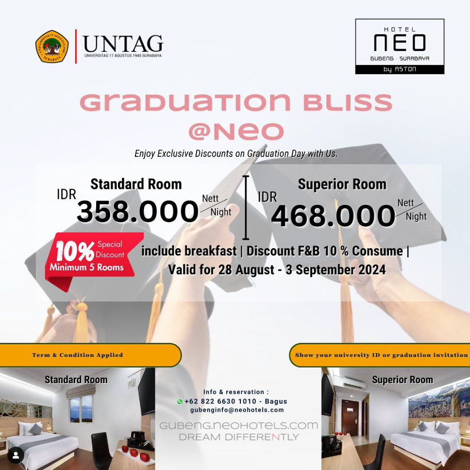 Graduation Package, Kerjasama Untag Surabaya dengan Neo Hotel Gubeng