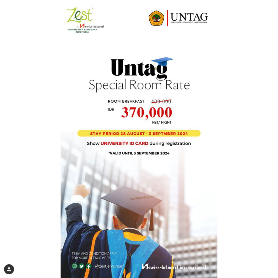 Graduation Package, Kerjasama Untag Surabaya dengan Zest Hotel