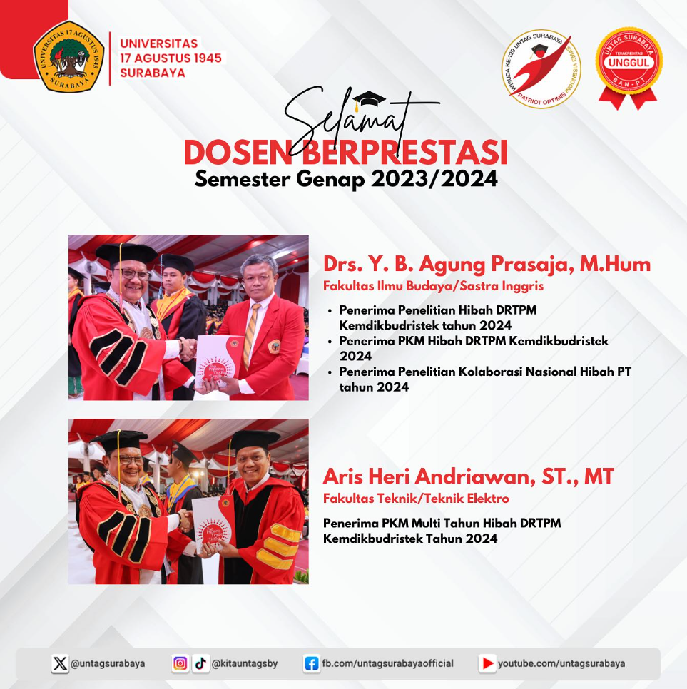 Selamat kepada Drs. YB Agung Prasaja, M.Hum., sebagai Dosen Berprestasi Semester Genap 2023/2024