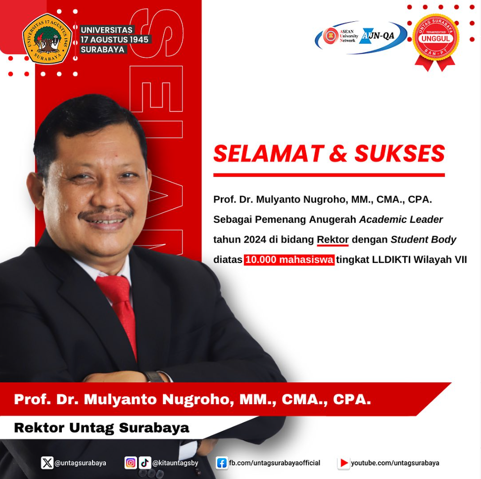 Selamat dan Sukses kepada Rektor Untag Surabaya atas Prestasinya