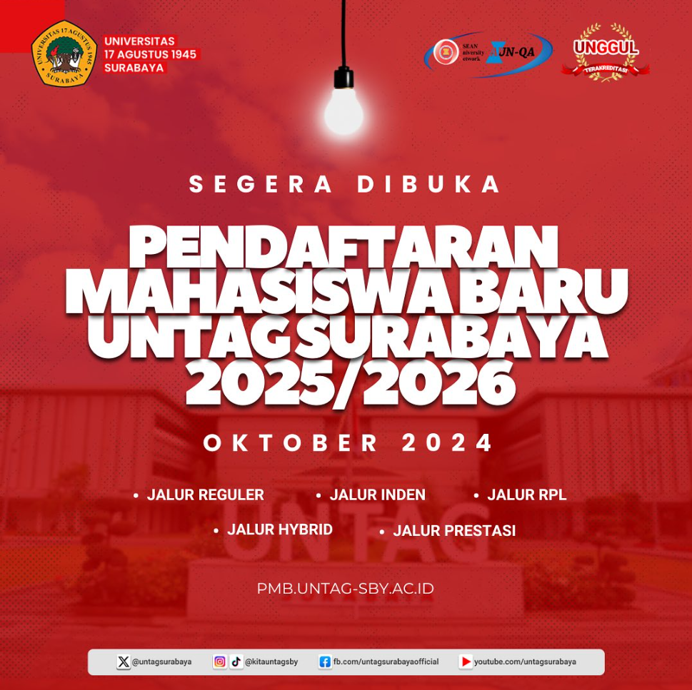 PENDAFTARAN MAHASISWA BARU UNTAG SURABAYA TA 2025/2026 SEGERA DIBUKA
