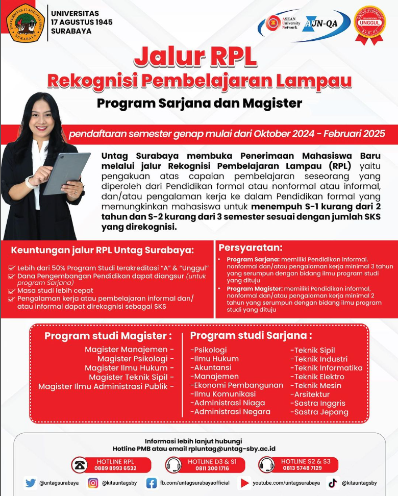 JALUR RPL REKOGNISI PEMBELAJARAN LAMPAU UNTAG SURABAYA DIBUKA