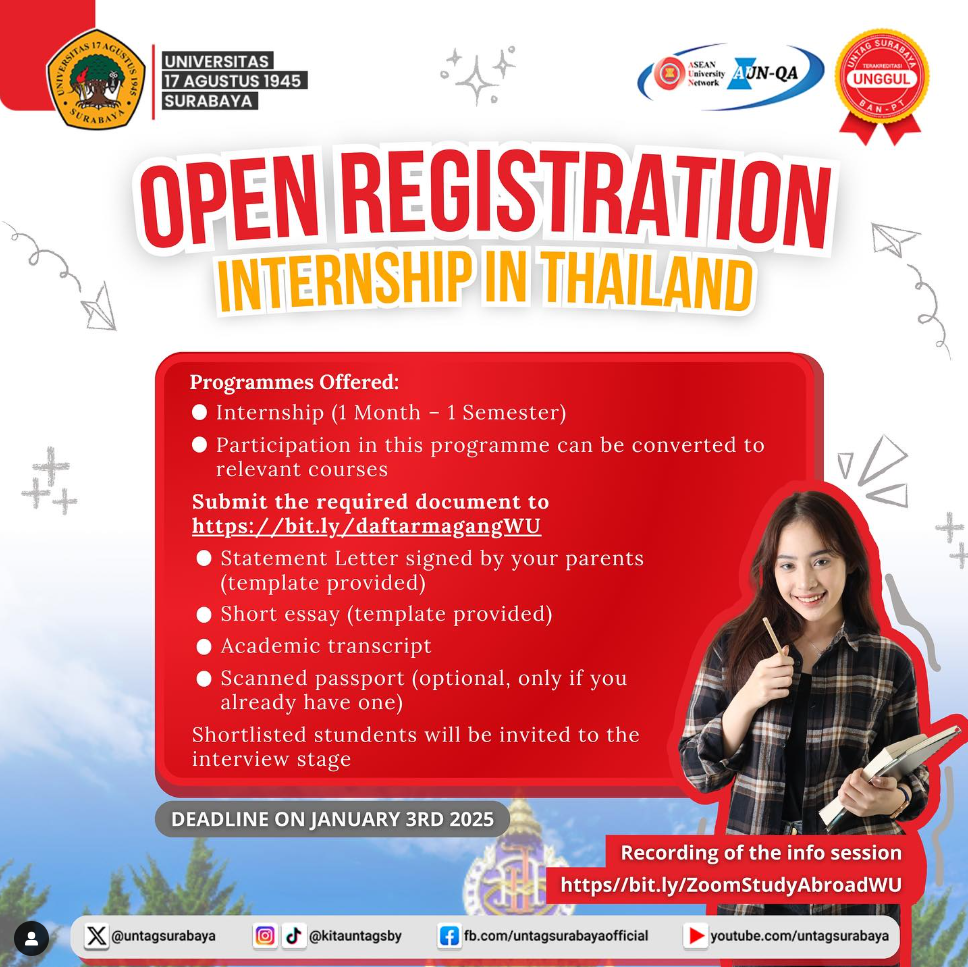 OPEN REGISTRATION INTERNSHIP IN THAILAND