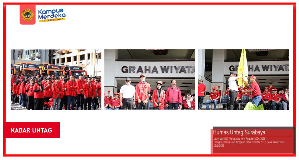 Lebih dari 500 Mahasiswa KKN Reguler 2024/2025 Untag Surabaya Siap Terapkan Catur Dharma di 16 Desa 