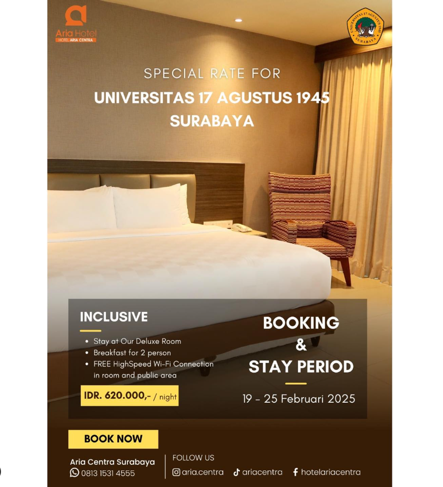 Graduation Package, Kerjasama Untag Surabaya dengan Aria Centra Hotel