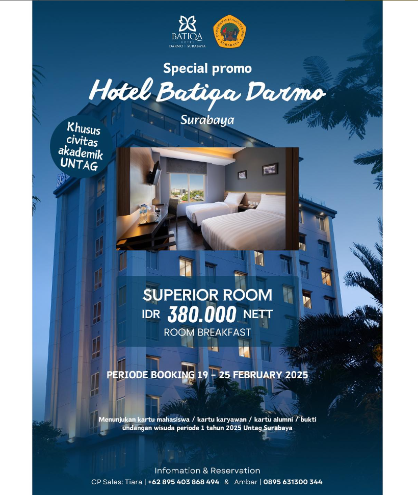 Graduation Package, Kerjasama Untag Surabaya dengan Hotel Batiga Dharmo