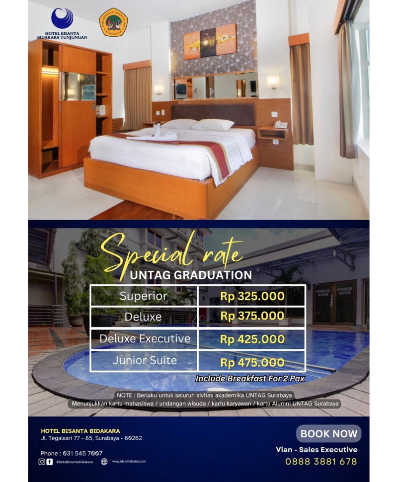 Graduation Package, Kerjasama Untag Surabaya dengan Hotel Bisanta Bidakara Tunjungan