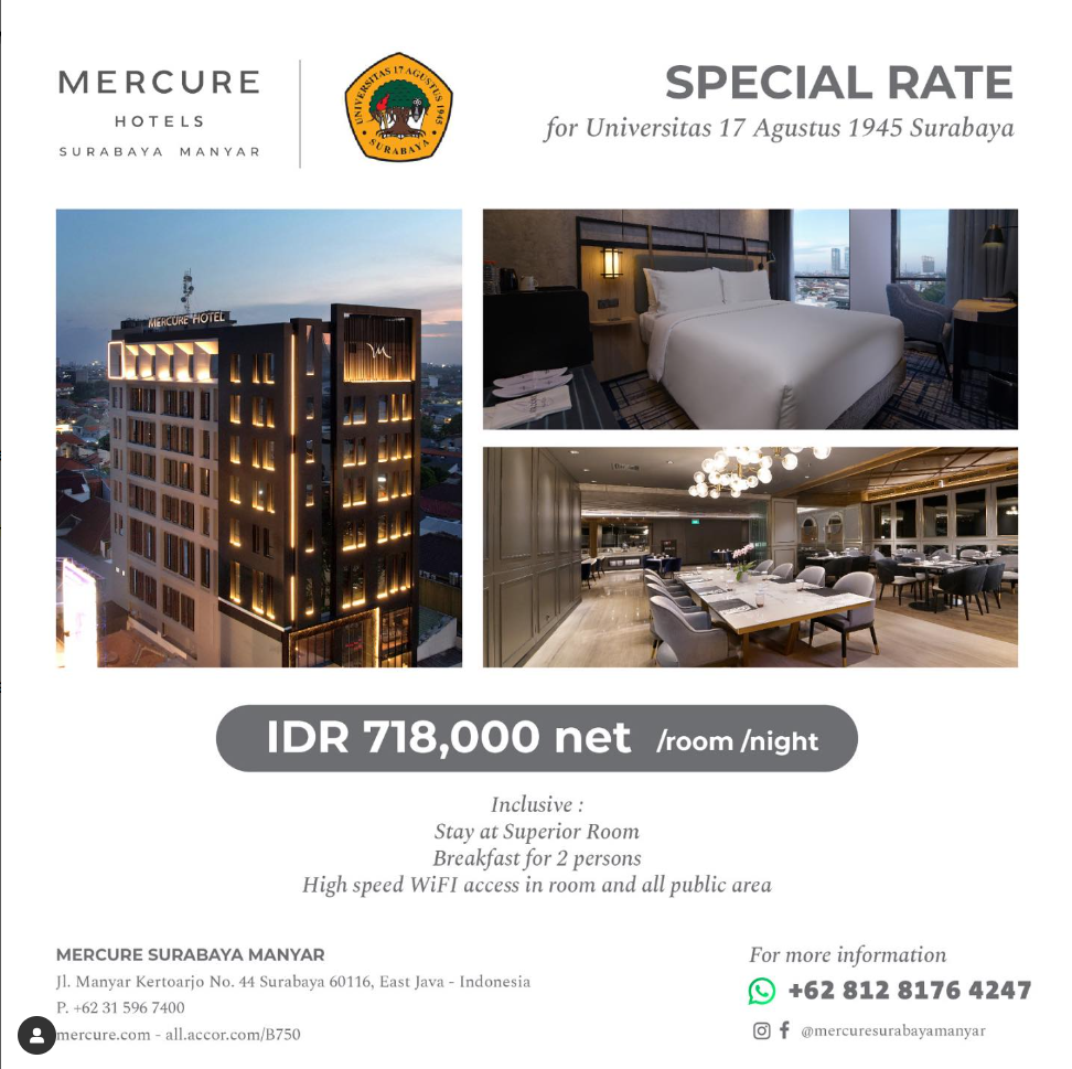 Graduation Package, Kerjasama Untag Surabaya dengan Mercure Hotels Surabaya Manyar