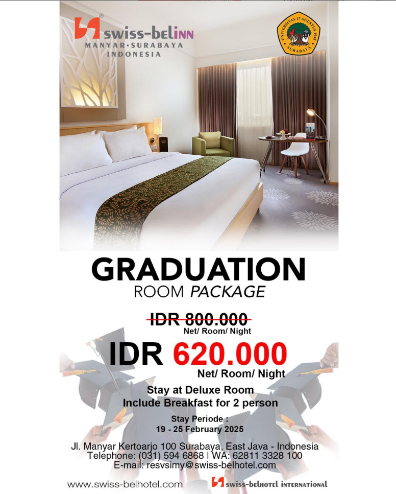 Graduation Package, Kerjasama Untag Surabaya dengan Swiss-Belinn Manyar Surabaya