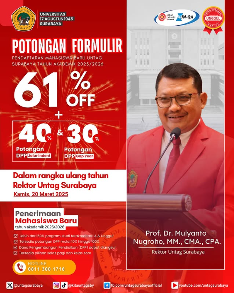 Potongan Formulir dalam Rangka Ulang Tahun Rektor Untag Surabaya
