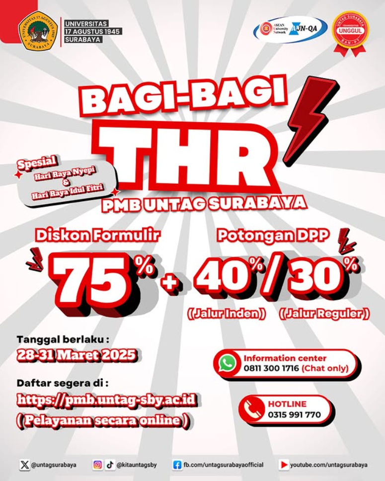 Informasi Bagi-Bagi THR PMB Untag Surabaya