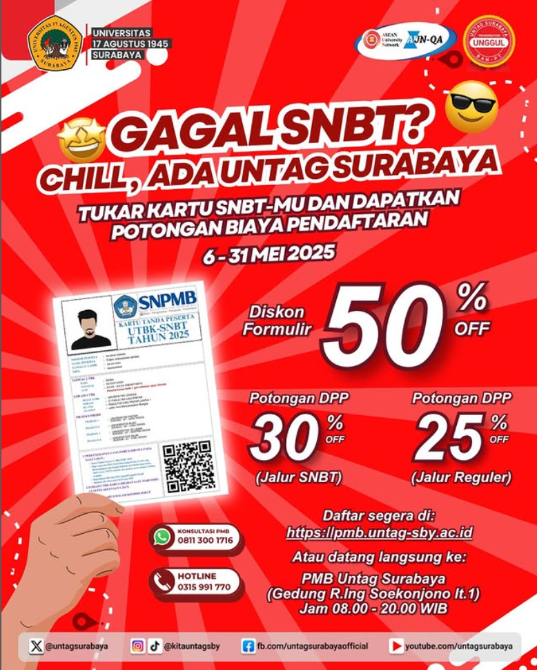 Gagal SNBP? Ada UNTAG Surabaya