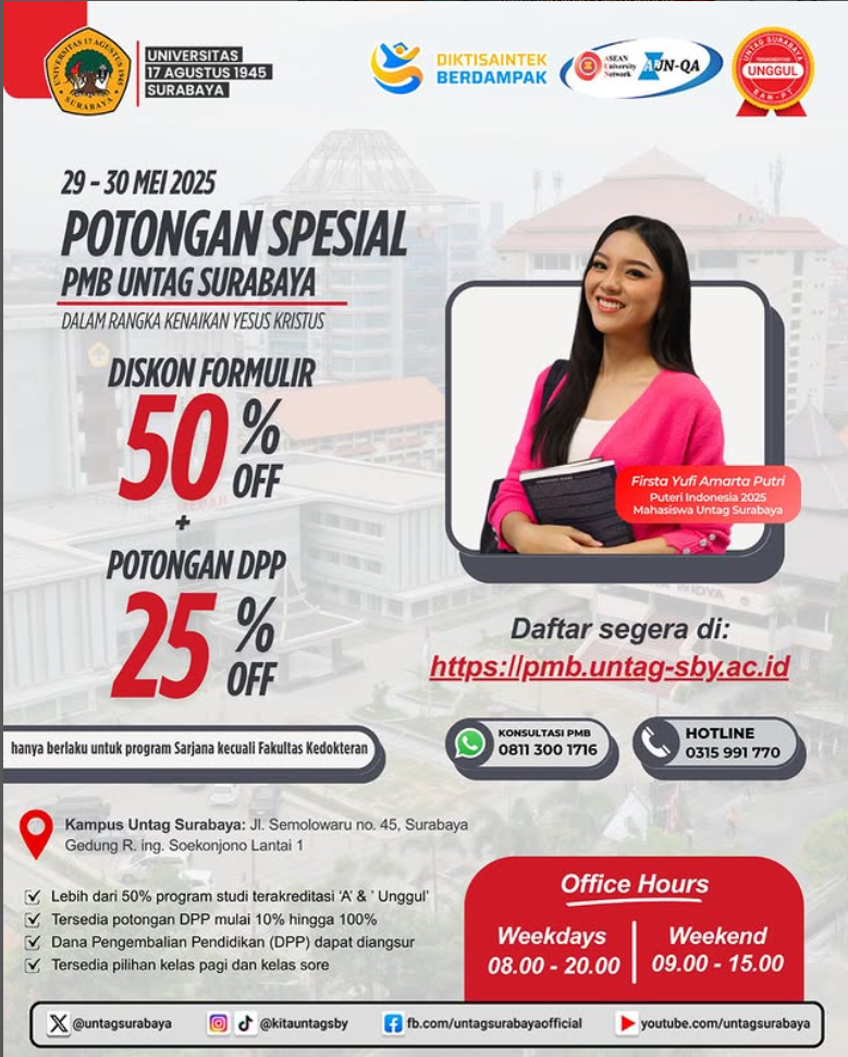 Potongan Spesial PMB Untag Surabaya