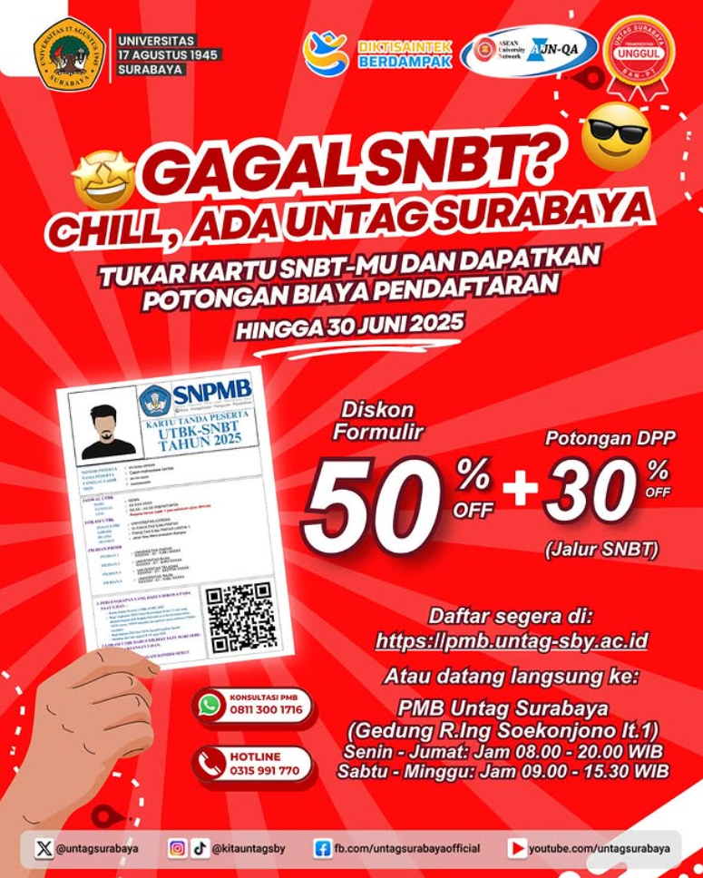 Gagal SNBP? Ada UNTAG Surabaya