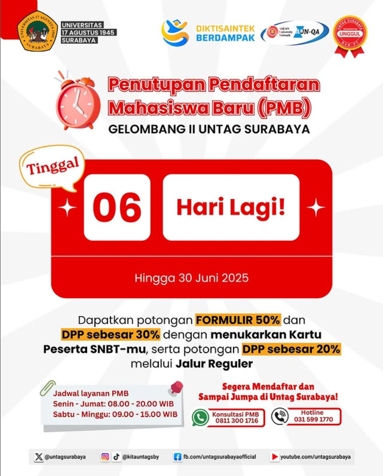 Penutupan PMB Gelombang II Untag Surabaya