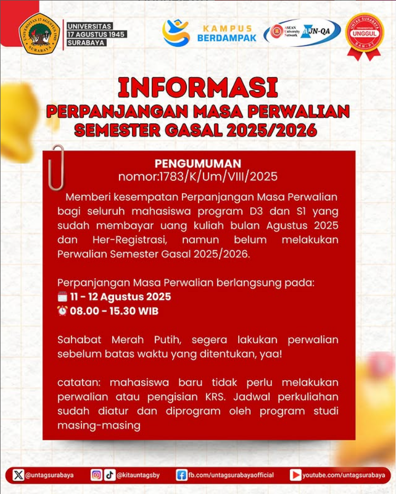Informasi Perpanjangan Masa Perwalian Semester Gasal 2025/2026