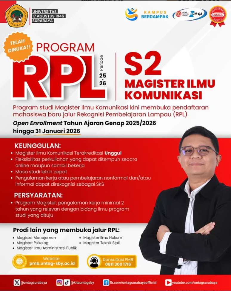 Telah Dibuka Program RPL S2 Magister Ilmu Komunikasi Periode 2025/2026
