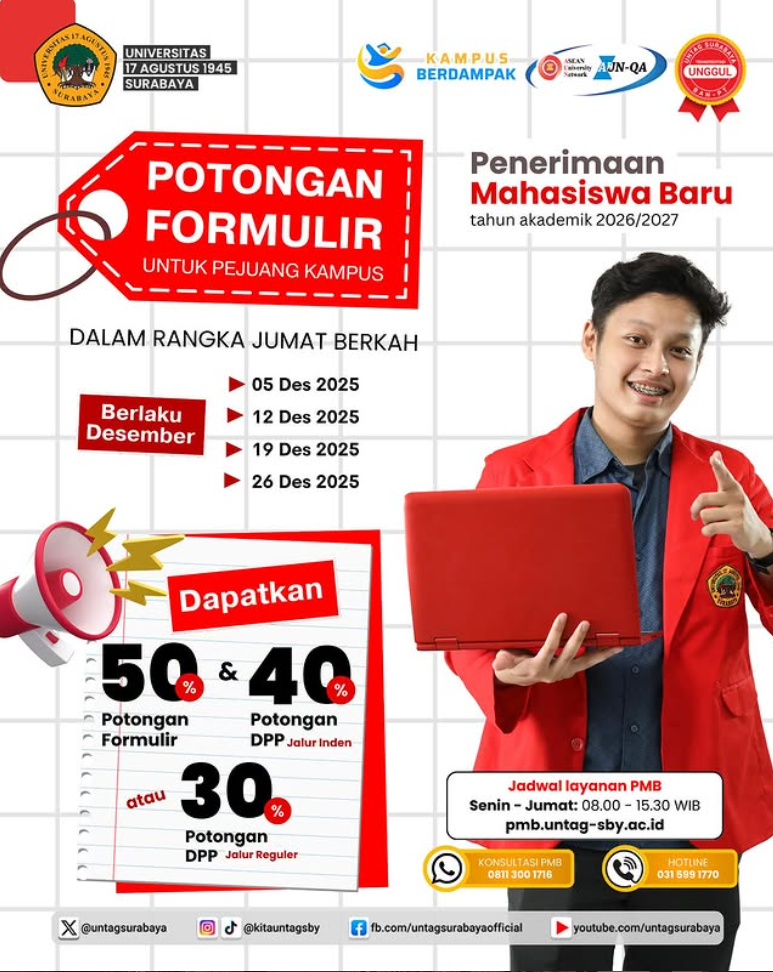 Potongan Formulir dan DPP Untag Surabaya Edisi Jumat Berkah Bulan Desember 2025