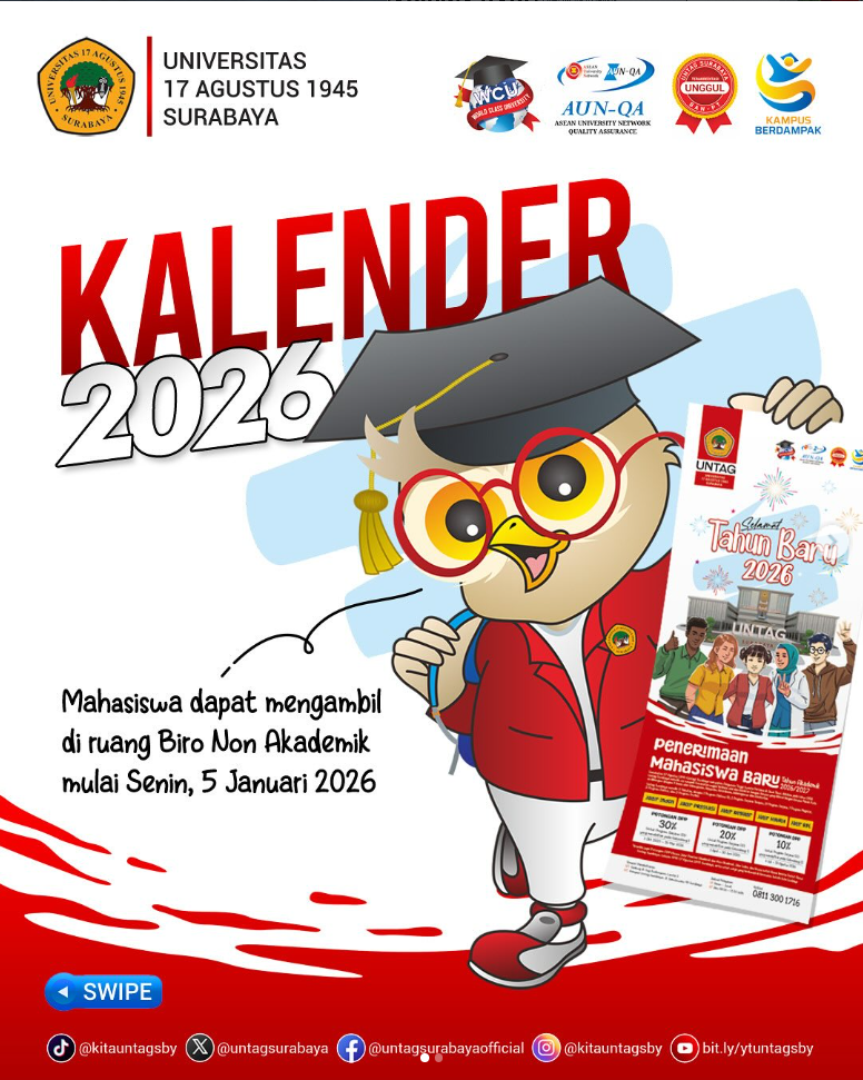 Kalender 2026 Untag Surabaya Bisa Diambil di Biro Non Akademik Untag Surabaya