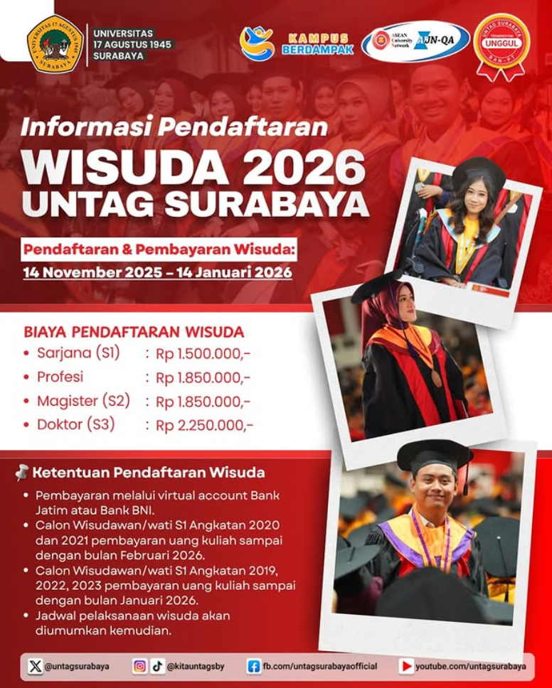 Informasi Pendaftaran Wisuda 2026 Untag Surabaya