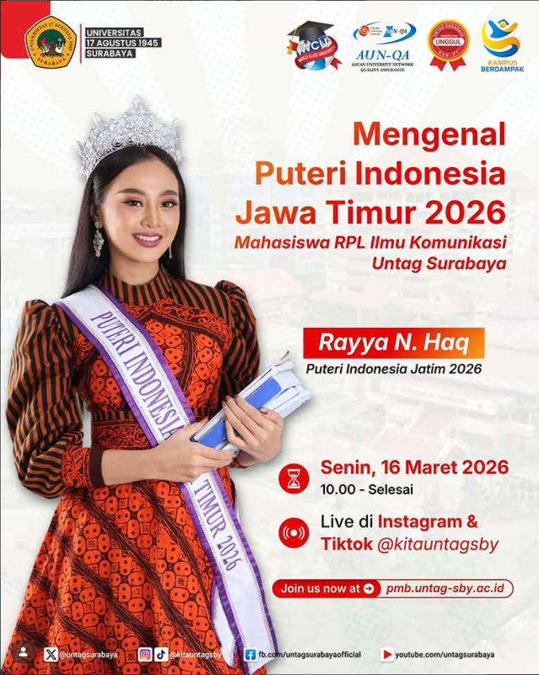 Mengenal Puteri Indonesia Jawa Timur 2026: Mahasiswa RPL Ilmu Komunikasi Untag Surabaya