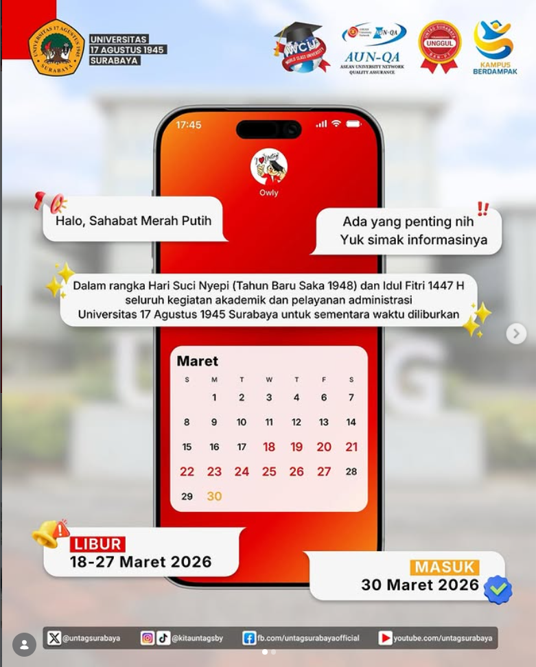 Pengumuman Libur dalam Rangka memperingati Hari Suci Nyepi (Tahun Baru Saka 1948) dan Hari Raya Idul