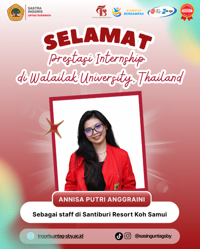 Annisa Putri Anggraini, Mahasiswa Sastra Inggris Untag Surabaya Jalani Magang Internasional di Walai