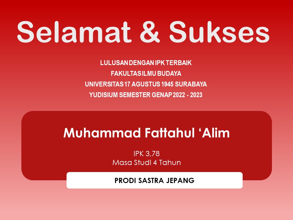 Selamat & Sukses Lulusan Terbaik Yudisium Semester Genap 2022 - 2023
