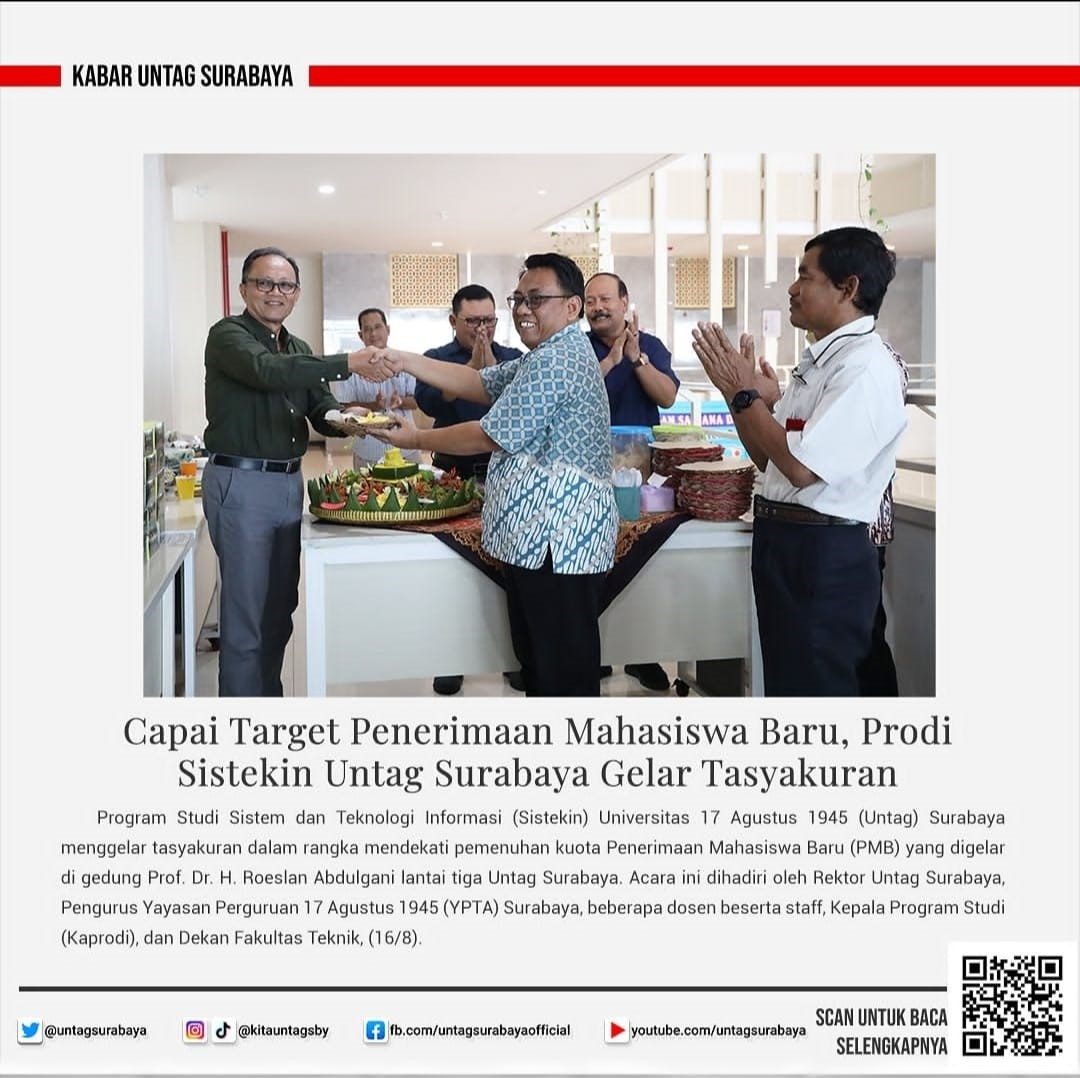 Capai Target Penerimaan Mahasiswa Baru, Prodi Sistekin Untag Gelar Tasyakuran