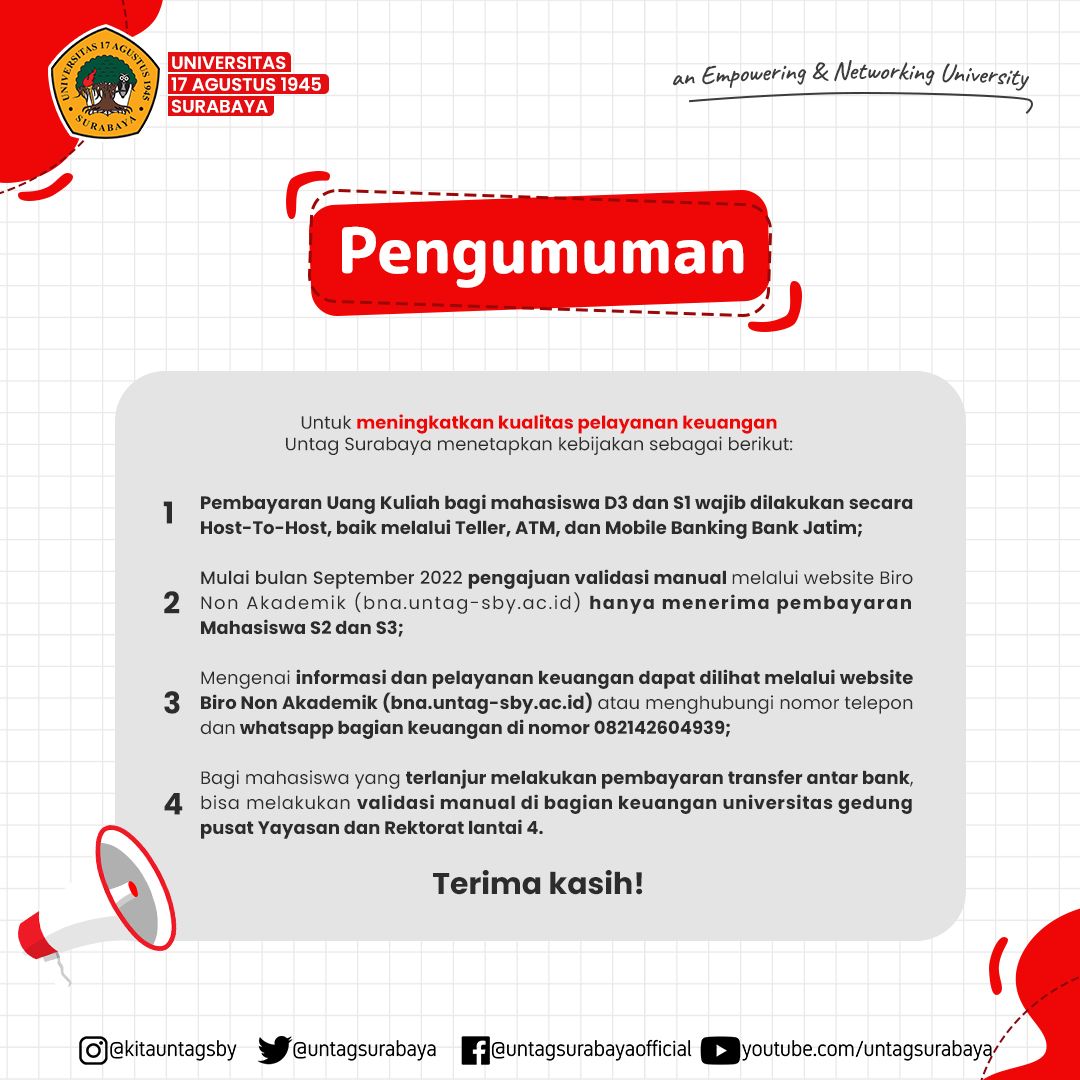 Pengumuman Pembayaran Uang Kuliah