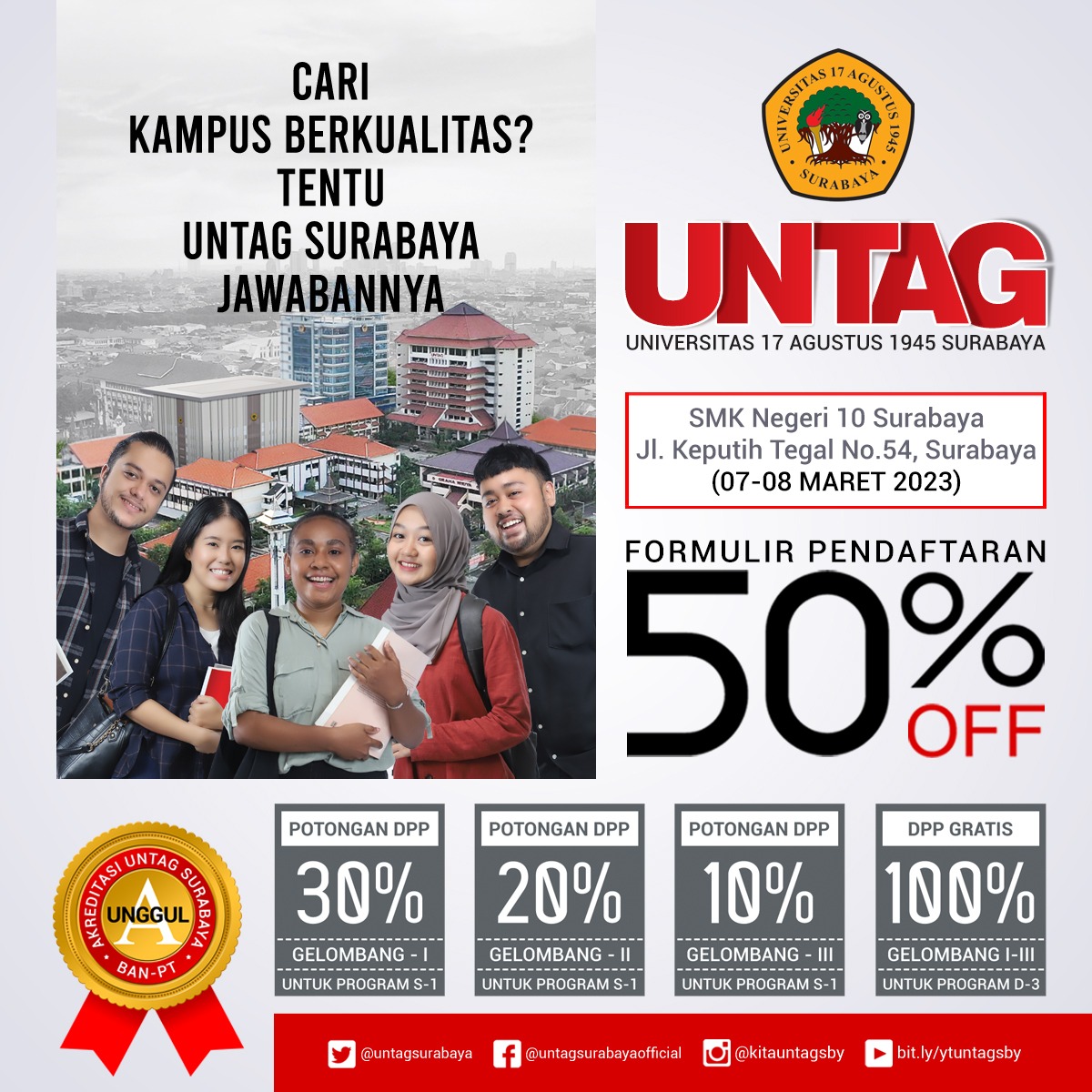 Ayo Datang ke Booth UNTAG Surabaya di SMKN 10 Surabaya