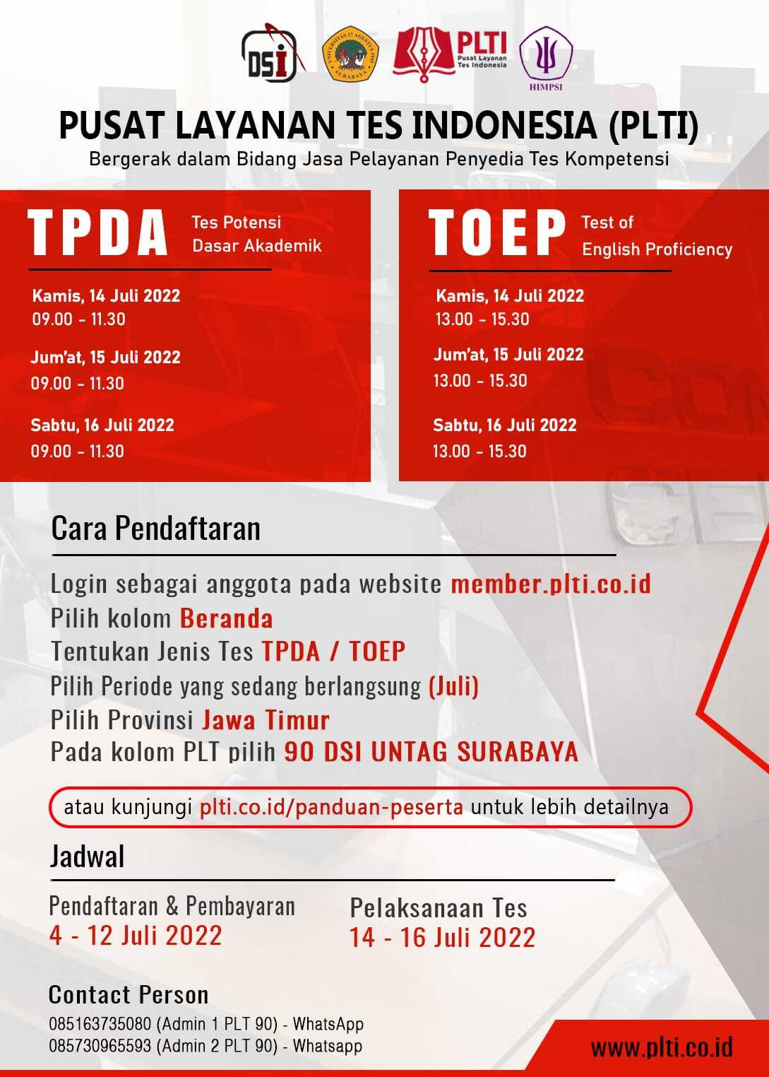 Kolaborasi Untag Surabaya dengan Pusat Layanan Tes Indonesia