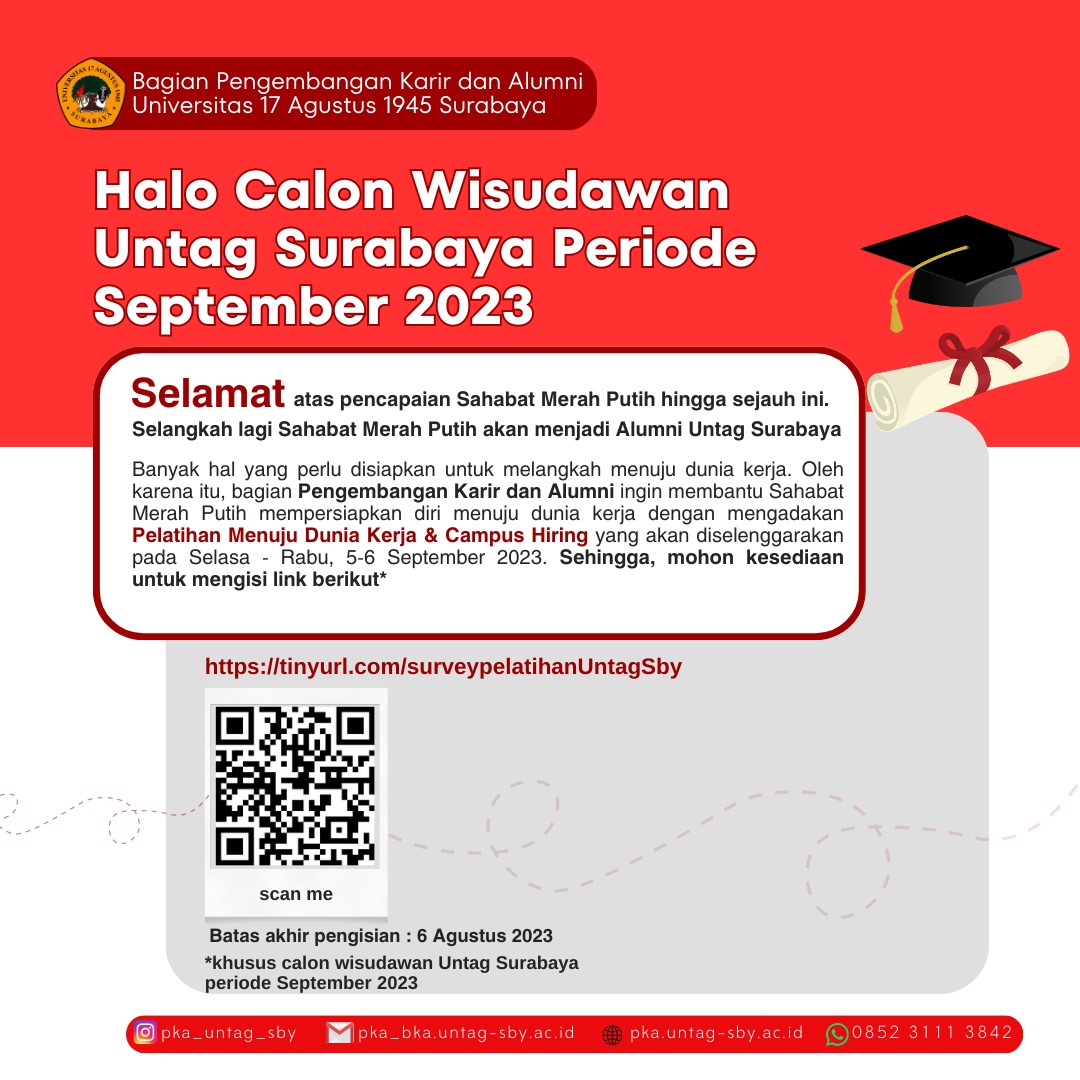 Pelatihan Menuju Dunia Kerja & Campus Hiring bagi Calon Wisudawan Untag SUrabaya Periode September 2