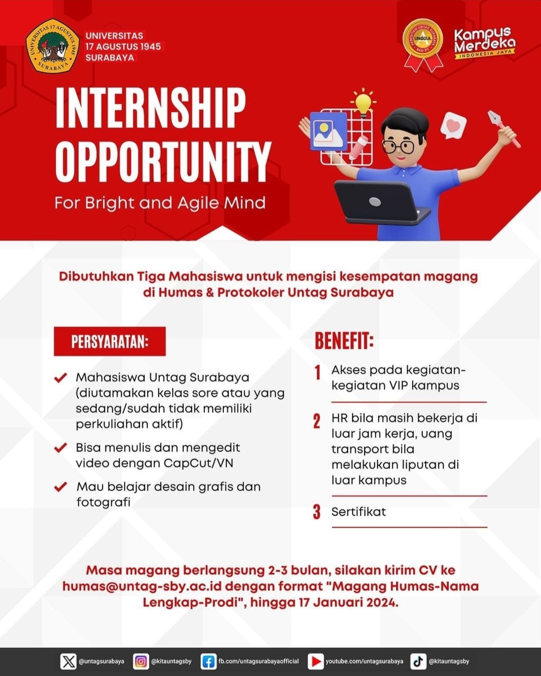 Kesempatan Magang di Humas Untag Surabaya