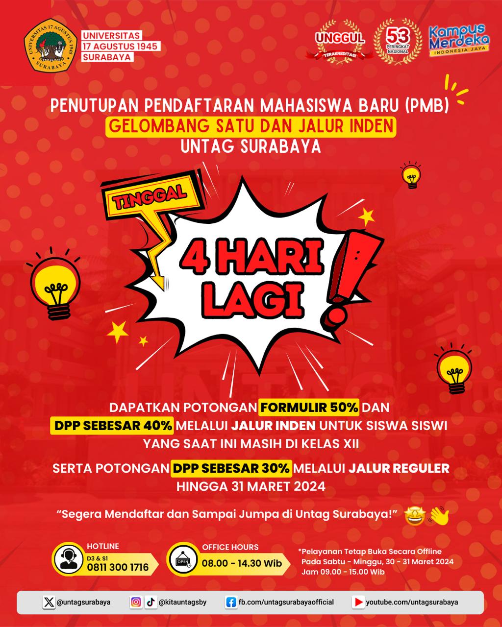 Empat Hari Lagi Penutupan Pendaftaran Mahasiswa Baru 