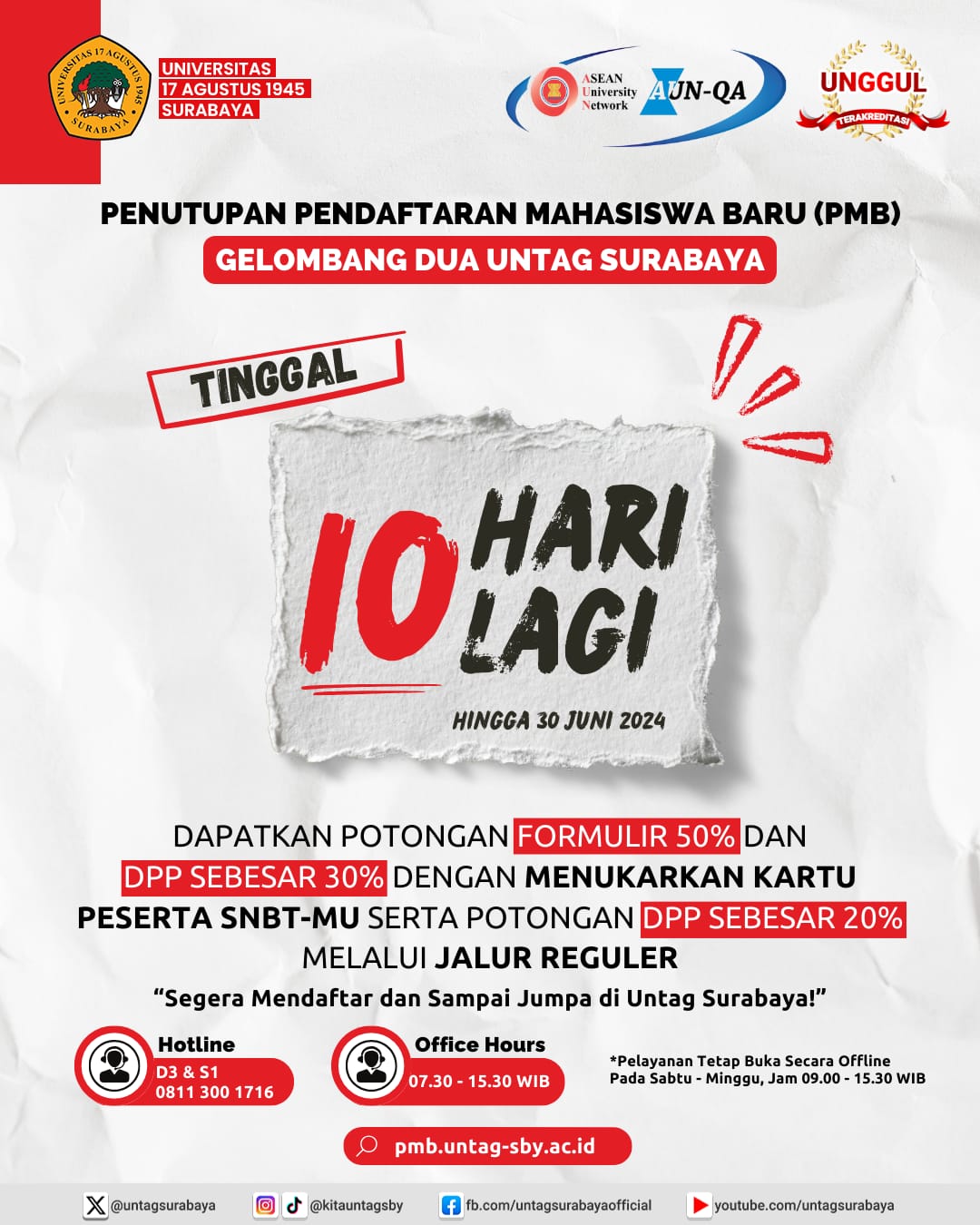 Pendaftaran Mahasiswa Baru Untag Surabaya