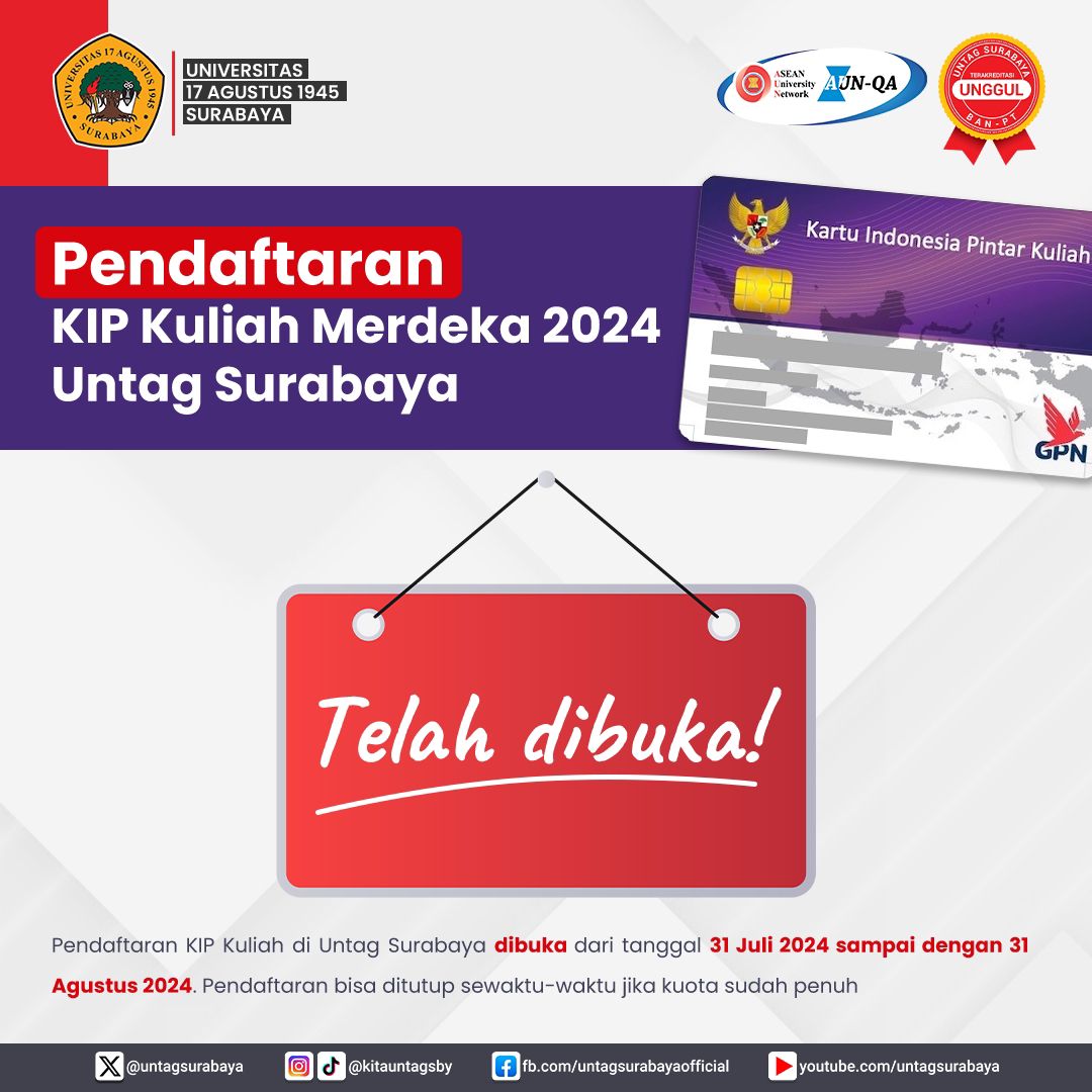 Pendaftaran KIP Kuliah Merdekan 2024 Untag Surabaya