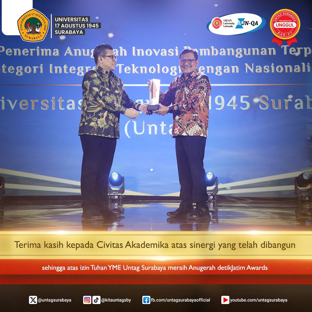 Untag Surabaya Raih Penghargaan Integrasi Teknologi dan Nasionalisme  