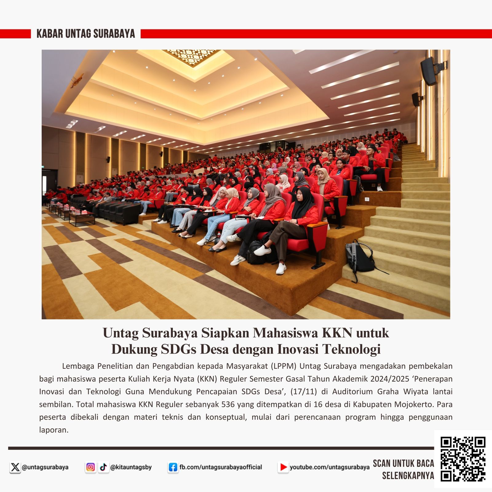 Untag Surabaya Siapkan Mahasiswa KKN untuk Dukung SDGs Desa dengan Inovasi Teknologi