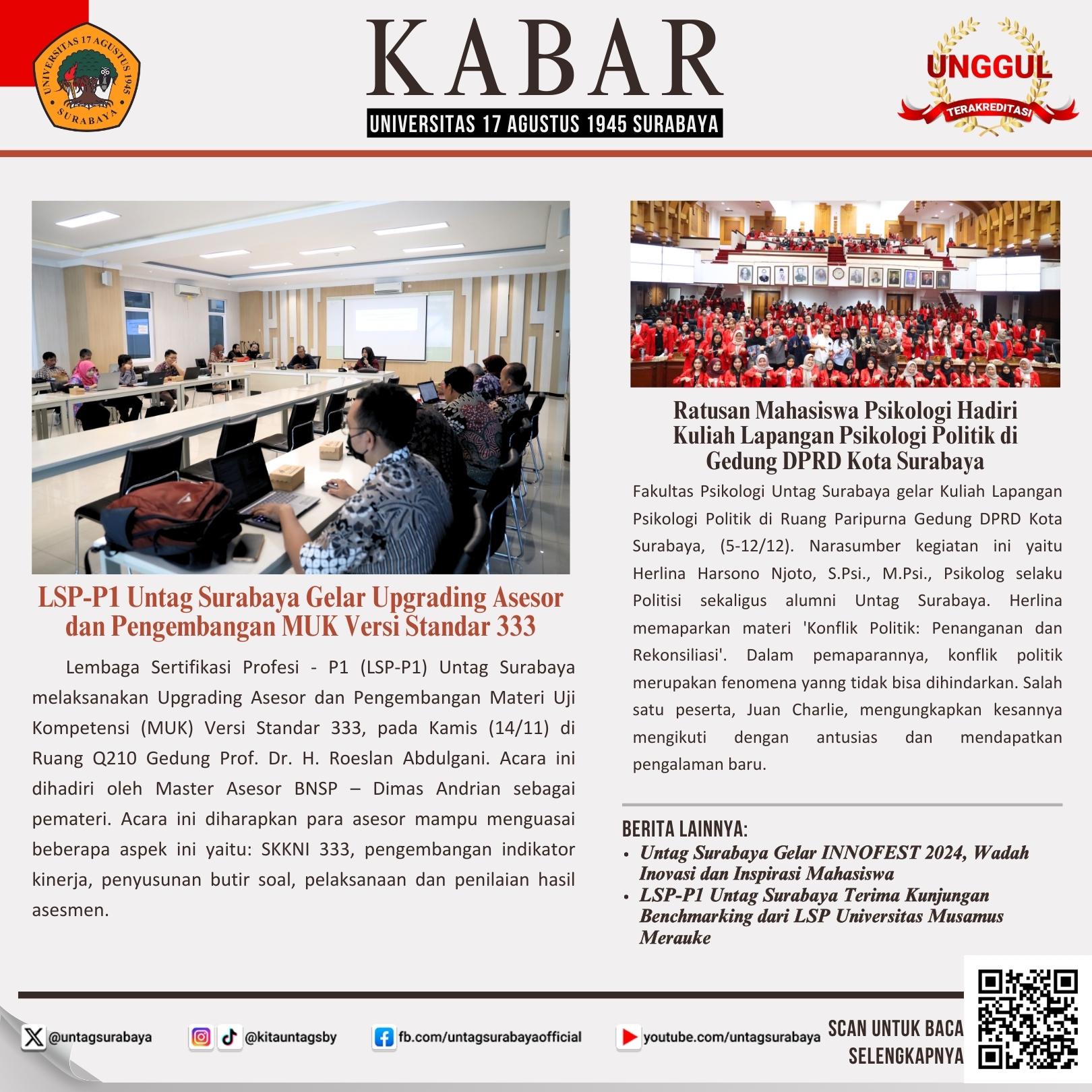 LSP-P1 Untag Surabaya Gelar Upgrading dan Pengembangan MUK Versi Standar 333