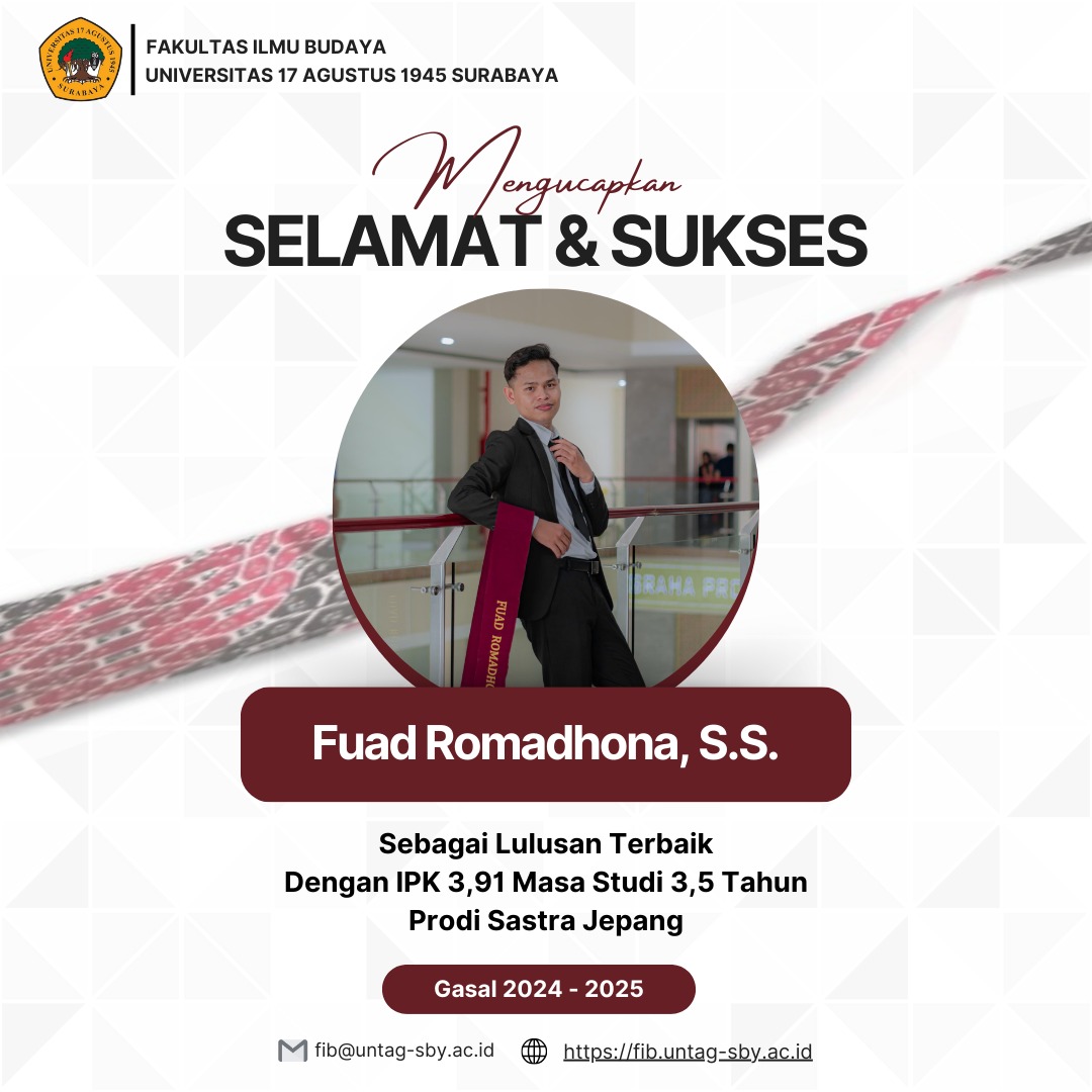 Selamat Wisudawan terbaik FIB pada Penggelaran Gasal 2024/2025