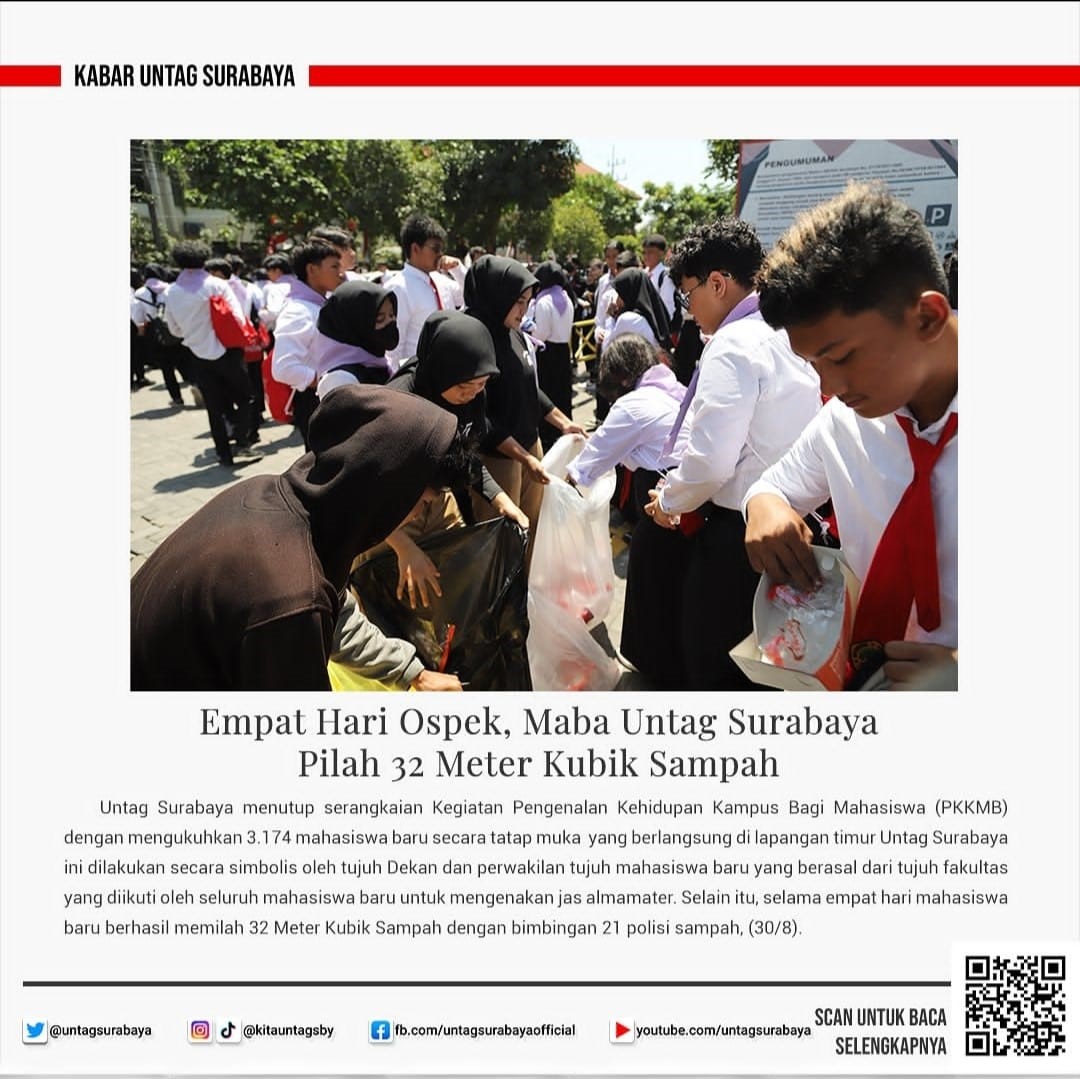Empat Hari Ospek, Maba Untag Surabaya Pilah 32 Meter Kubik Sampah